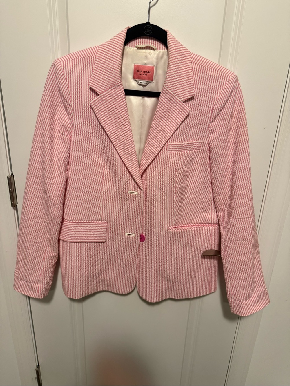 kate spade Pink Striped Seersucker Blazer Jacket